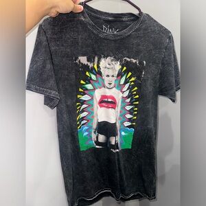 PINK Band Tee Acid wash Small
